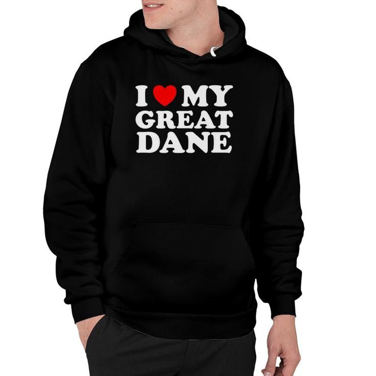 Dog Lovers Heart I Love My Great Dane  Hoodie