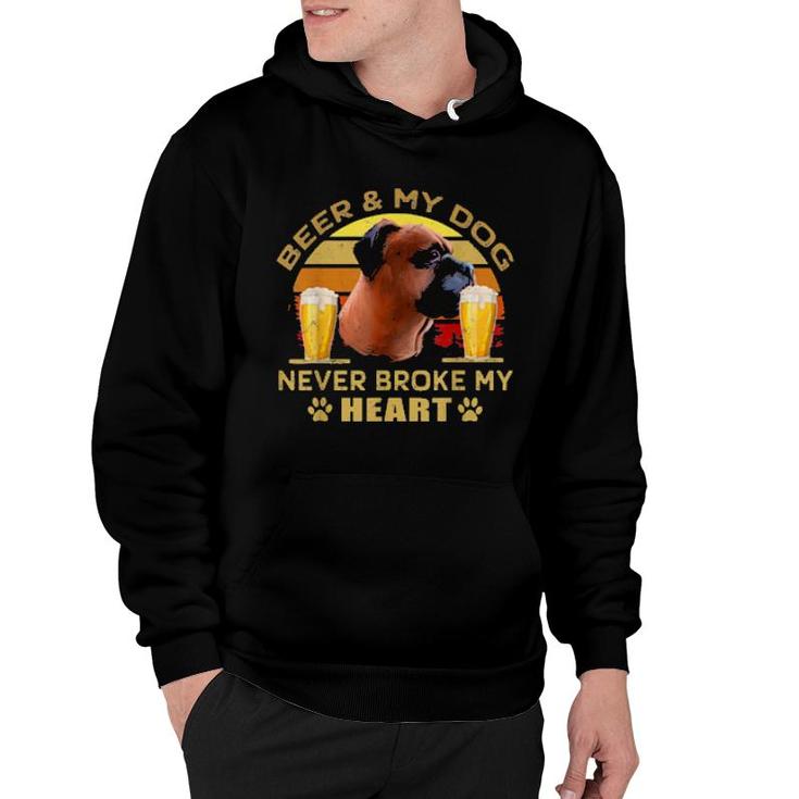 Dogs 365 Beer & Boxer Dog Never Broke My Heart  Hoodie