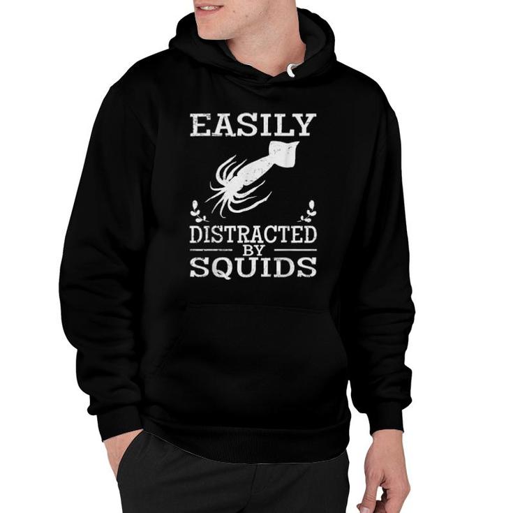 Easily Distracted By Squids Cute Quote Vintage  Hoodie