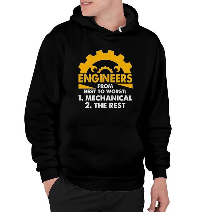 Engineers From Best To Worst Mechanical Engineering Hoodie