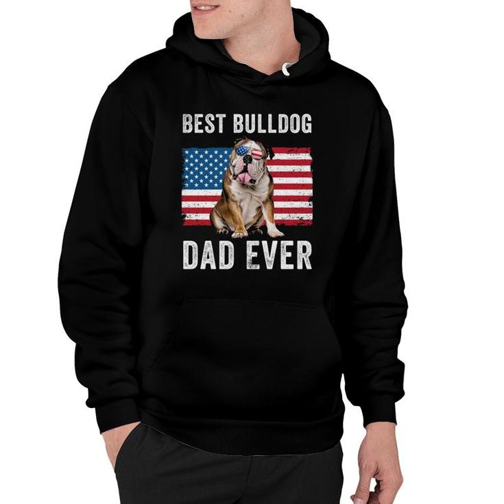 English Bulldog Dad Usa American Flag Dog Lover Owner Funny Hoodie
