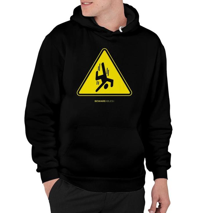 Falling Guy Funny Sign Warning Yellow Triangle  Hoodie