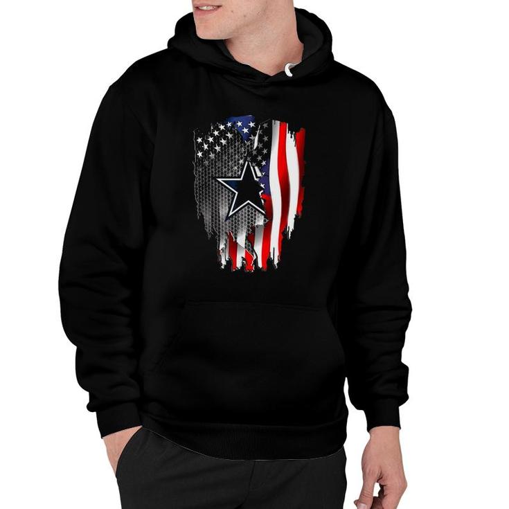 Father's Day Gift Cowboy Flag Football Dallas Fans Usa Flag Hoodie