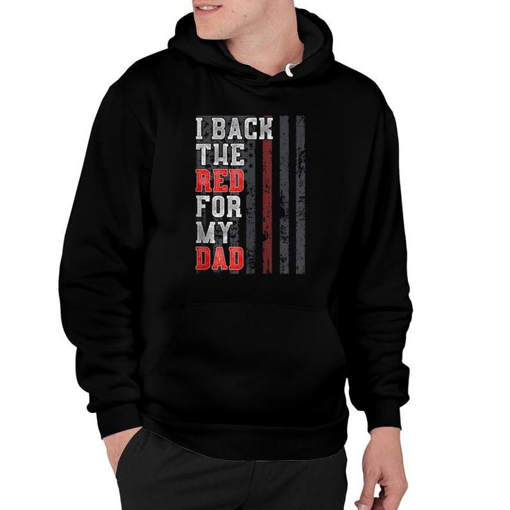 Firefighter Dad Daughter Son Support Flag Design Red Zip Hoodie