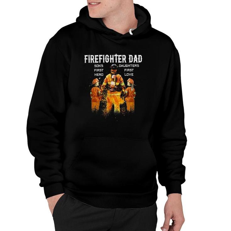 Firefighter Dad Son's First Hero Daughter's First Love Hoodie