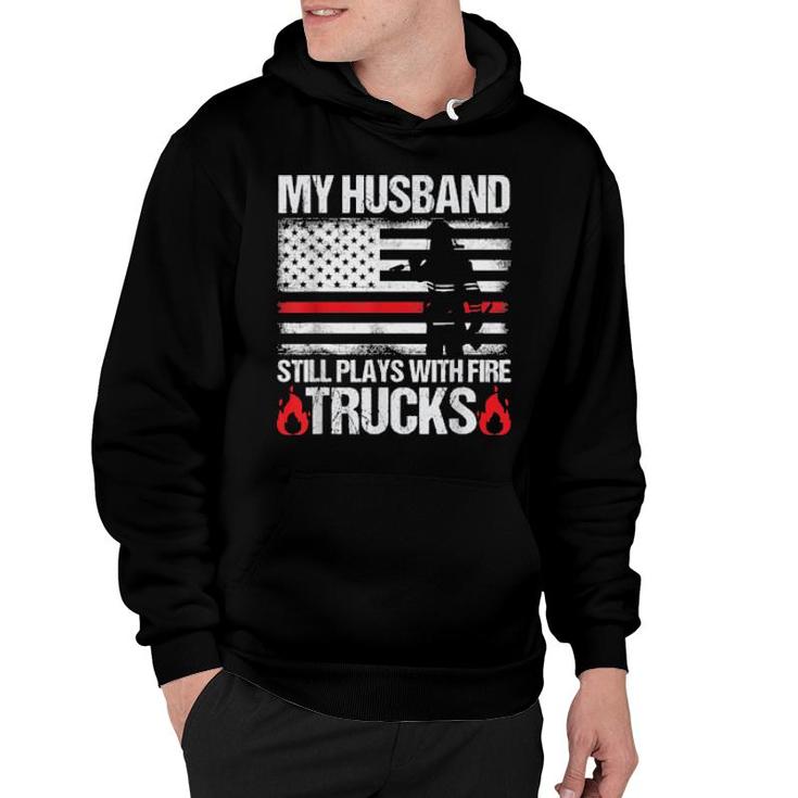Firefighter's Wife Quote Proud Fireman Usa Flag Design  Hoodie