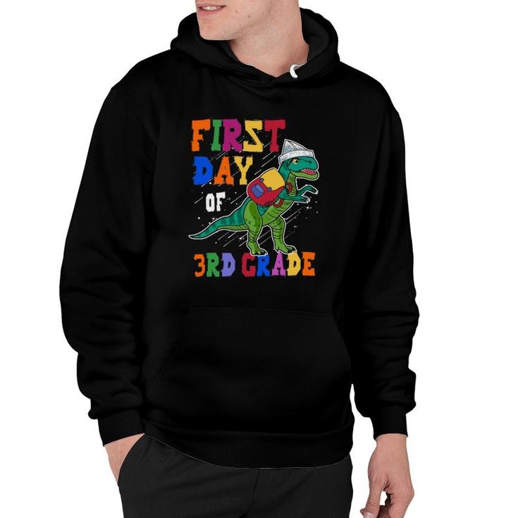 First Day Of 3Rd Graderex Dinosaur Back To School Backpack Paper Ship Hoodie