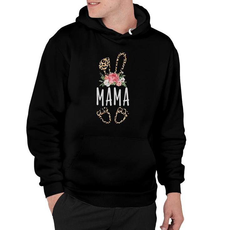 Floral Leopard Mama Bunny Gift Happy Easter Mother's Day Hoodie