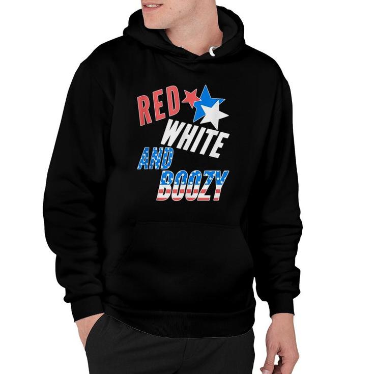 Fourth 4Th Of July Funny Drinking Red White And Boozy  Hoodie