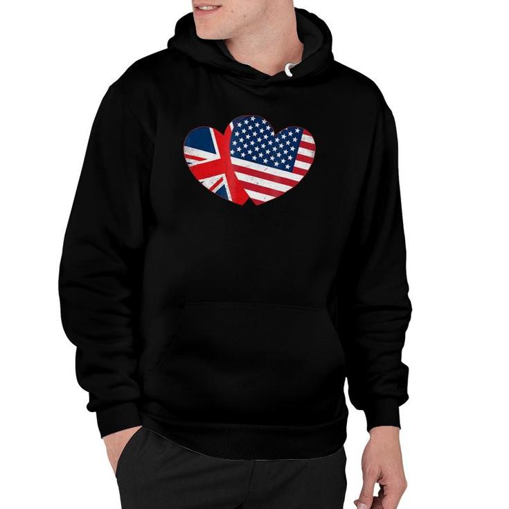 Fourth Of July S British American Flags Hearts Uk Usa Hoodie