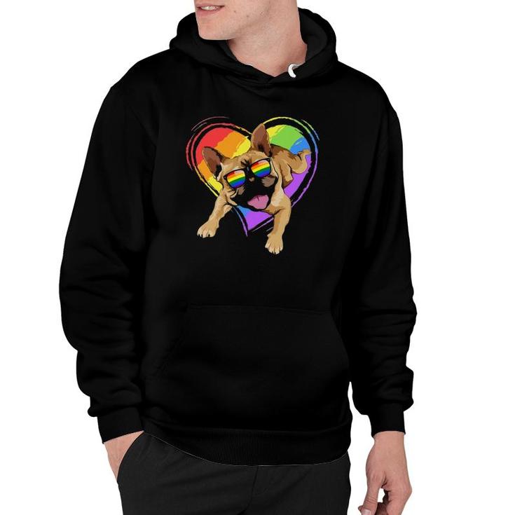 French Bulldog Rainbow Heart Gay Pride Lgbt T Gifts Hoodie