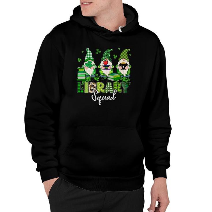 Funny Gnomes Leopard Shamrock Library Squad St Patricks Day Hoodie