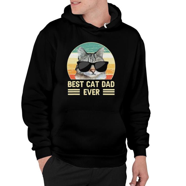 Funny Retro Best Cat Dad Ever , Cat With Sunglasses Hoodie