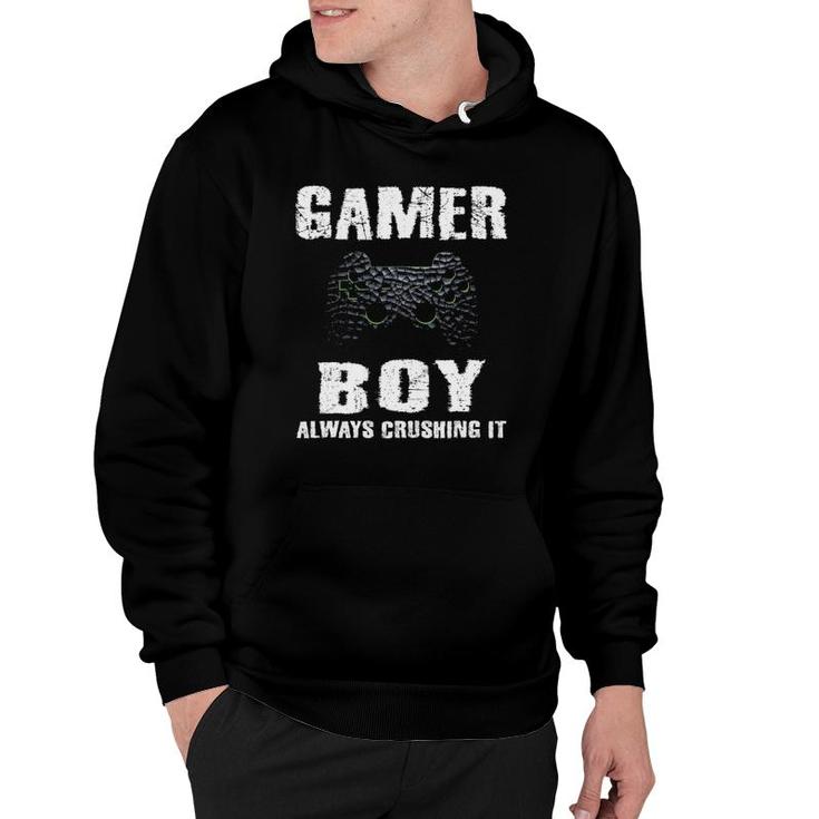 Gamer Boy Crushing It Gamer Boys Kids Video Games Teenager Hoodie