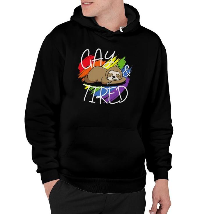 Gay And Tired Funny Lgbt Sloth Rainbow Pride Hoodie