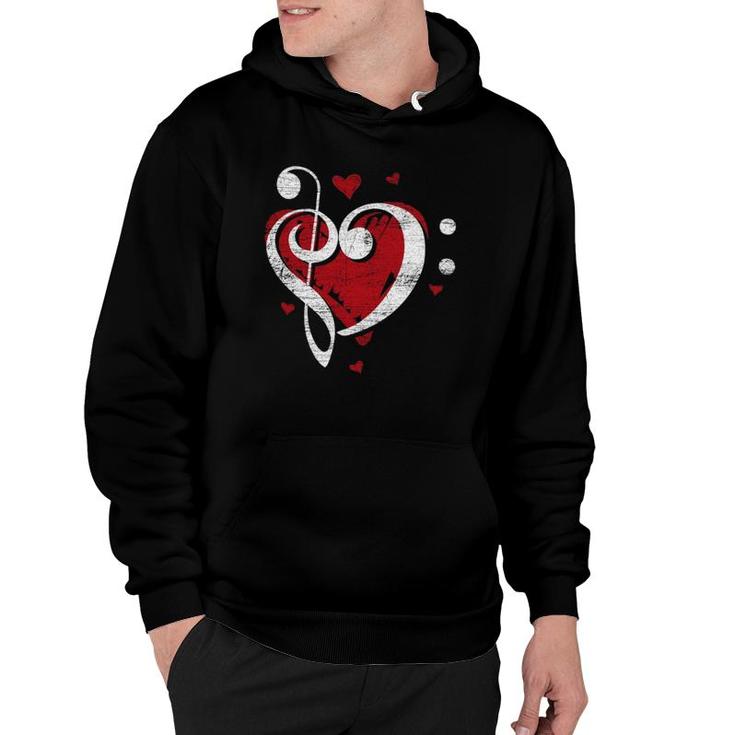 Heart Clef Bass Clef Valentines Day Treble Clef Hoodie | Mazezy