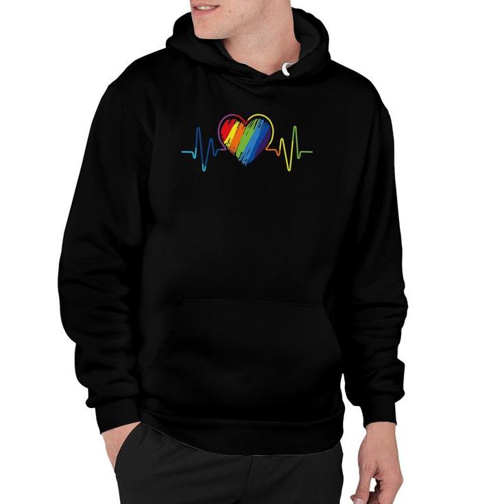 Heartbeat Rainbow Lgbt Love Is Love Gay Pride Hoodie
