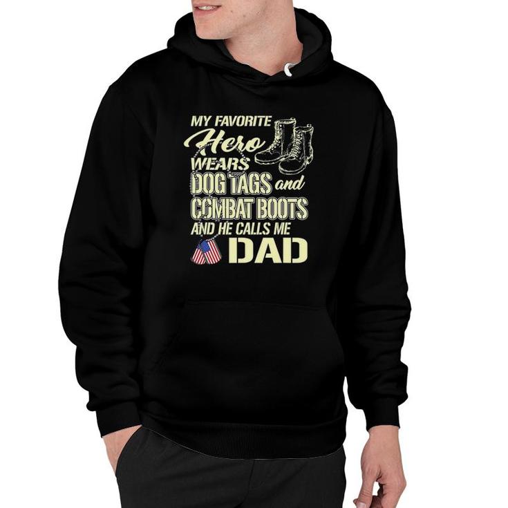 Hero Wears Dog Tags Combat Boots Proud Army Dad Father Gift Hoodie