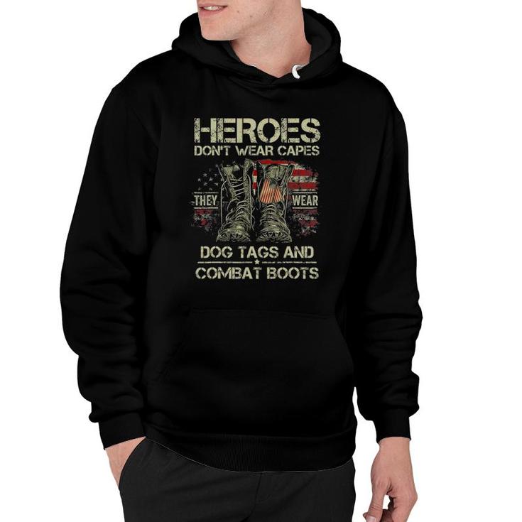 Heroes Don't Wear Capes They Wear Dog Tags Men Veterans Day Hoodie