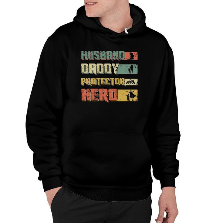 Husband Daddy Protector Hero Retro Vintage Father's Day Hoodie