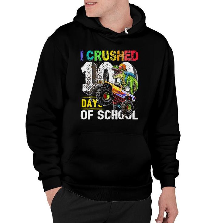 I Crushed 100 Days Of School Dinosaur Monster Truck Boys Hoodie