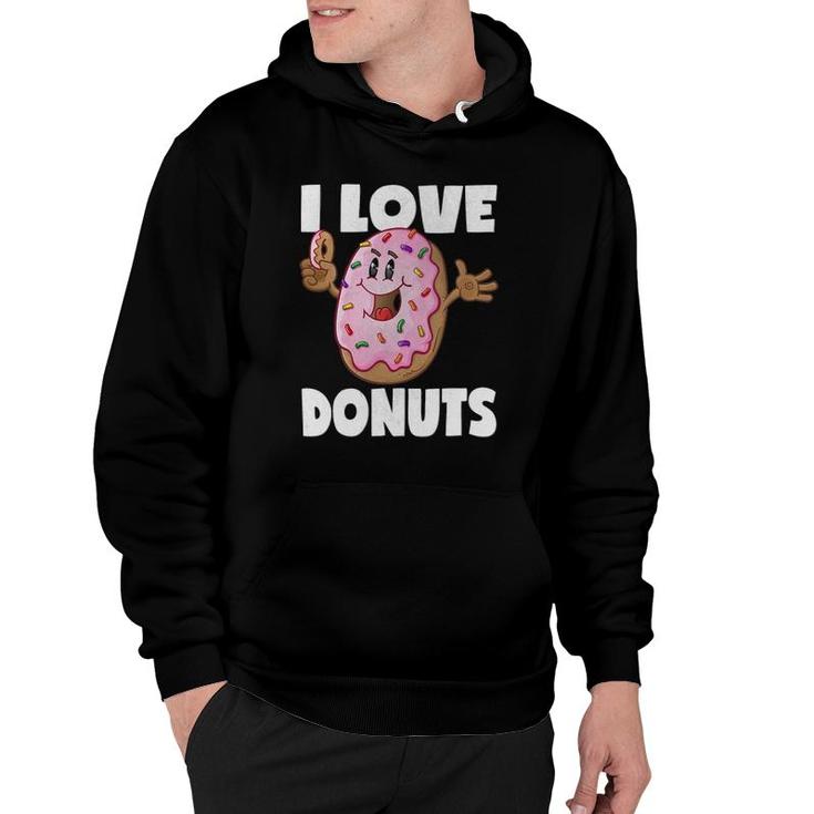 I Love Donuts Funny Vintage Baked Fried Donut Love Hoodie