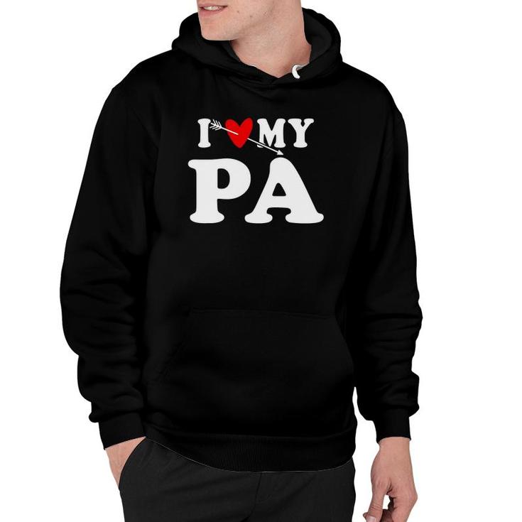 I Love My Pa With Heart Father's Day Wear For Kid Boy Girl Hoodie