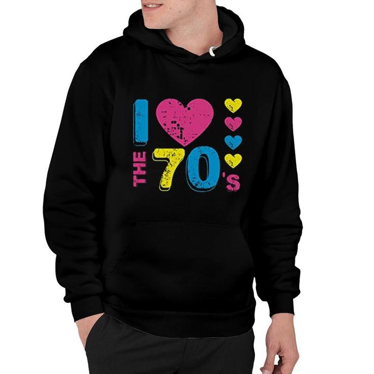 I Love The 70s Colorful Hearts Hoodie