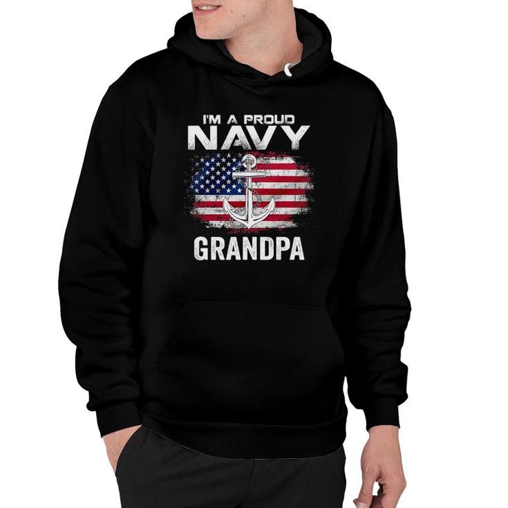 I'm A Proud Navy Grandpa With American Flag Gift Veteran Hoodie