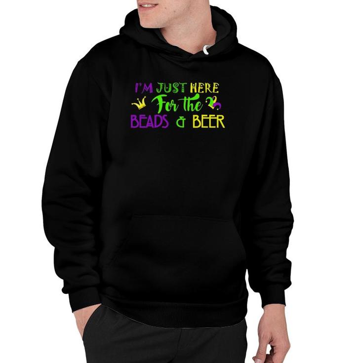 I'm Just Here For The Beads & Beer For Mardi Gras Fans Hoodie