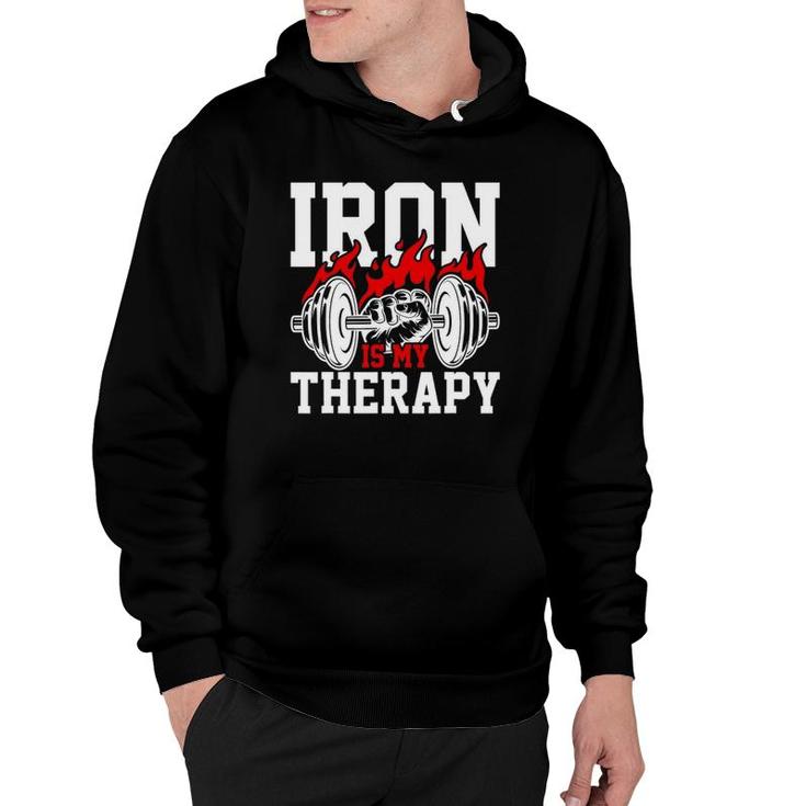 Iron Is My Therapy Bodybuilding Weight Training Gym Hoodie