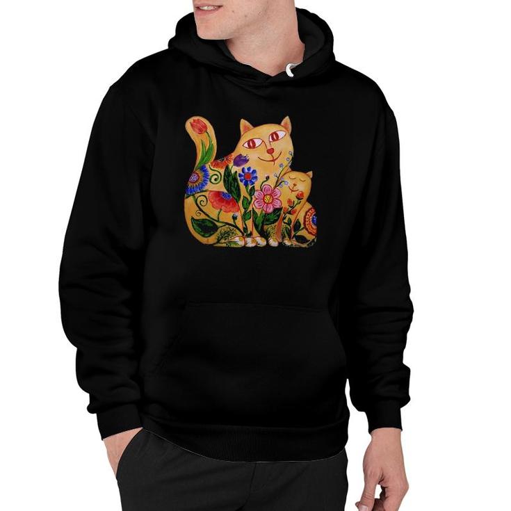 Joy Of Being Together Two Cute Cats Mother And Child Hoodie