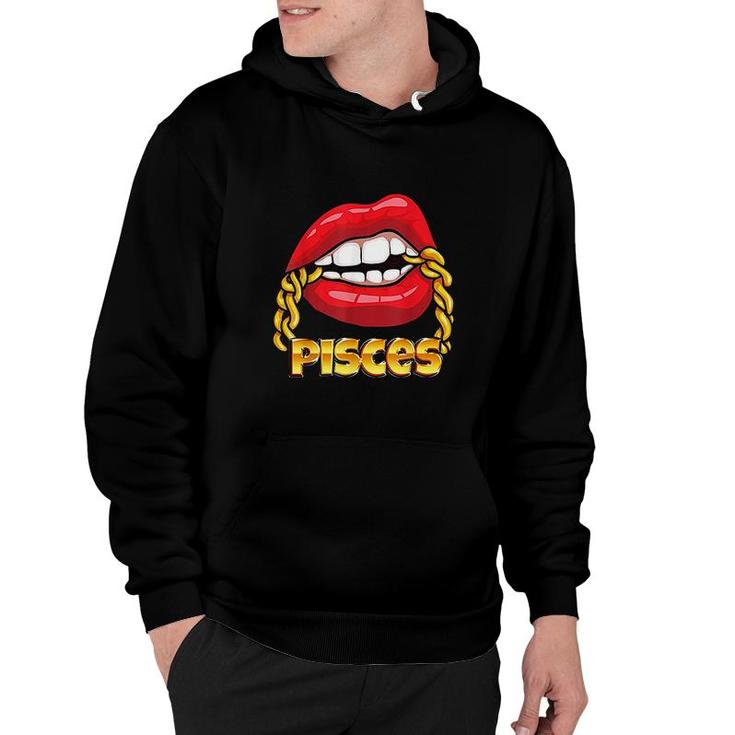Juicy Lips Gold Chain Pisces Zodiac Sign Hoodie