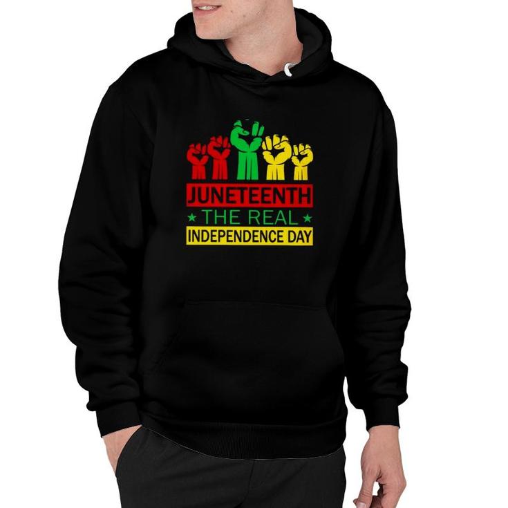 Juneteenth The Real Independence Day Colorful Raised Fists Hoodie