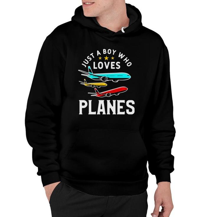 Just A Boy Who Loves Planes Funny Pilot Flying Airplane  Hoodie