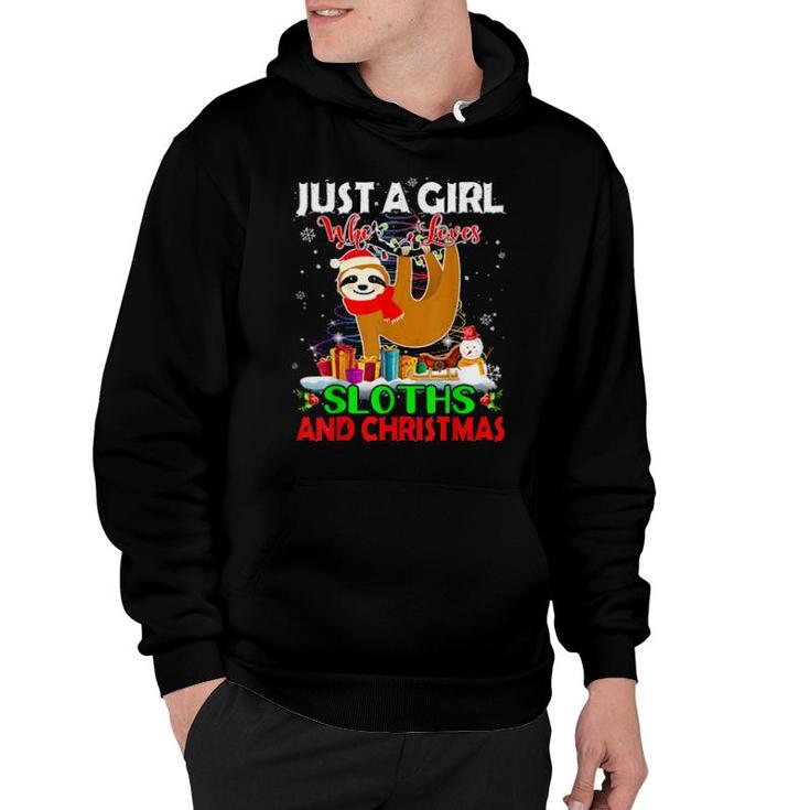 Just A Girl Who Love Sloths & Christmas Sloths Santa Light Hoodie