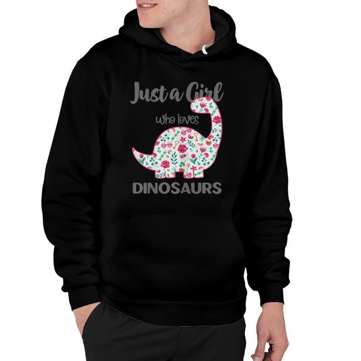 Just A Girl Who Loves Dinosaurs Floral Girls Teens Cute Gift Hoodie