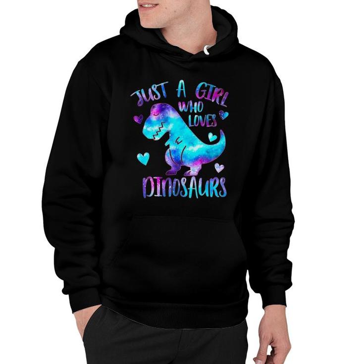 Just A Girl Who Loves Dinosaurs Galaxy Space Cute Teen Girls Pullover Hoodie