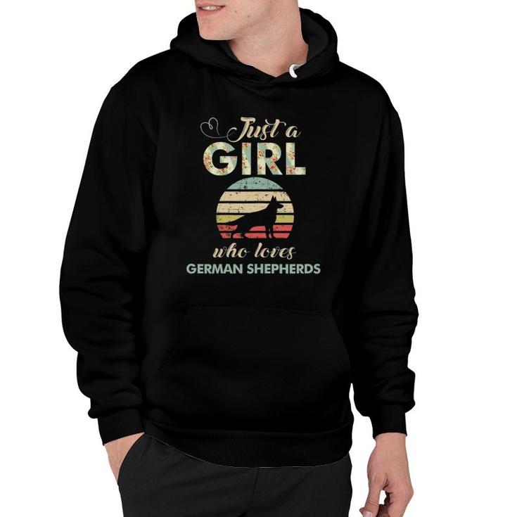 Just A Girl Who Loves German Shepherds Retro Vintage Dog Hoodie