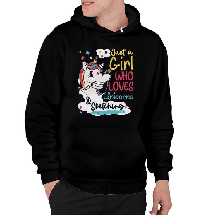 Just A Girl Who Loves Unicorns & Sketching Pullover Hoodie