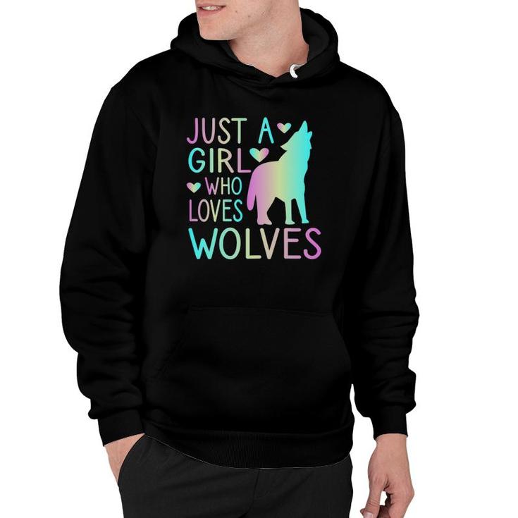 Just A Girl Who Loves Wolves Watercolor Style Teen Girl Hoodie