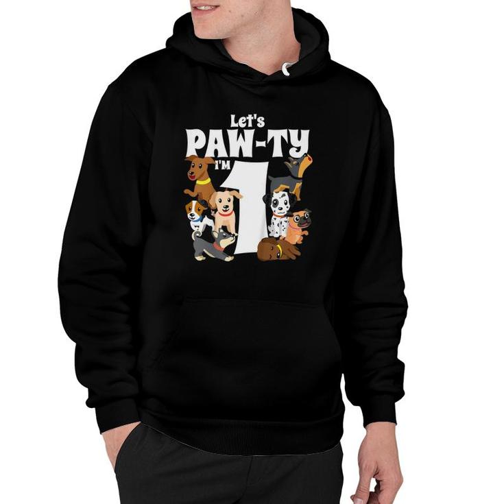 Kids 1 Year Old Dog Birthday Pawty Puppy Dogs 1St Party Gift Idea Hoodie