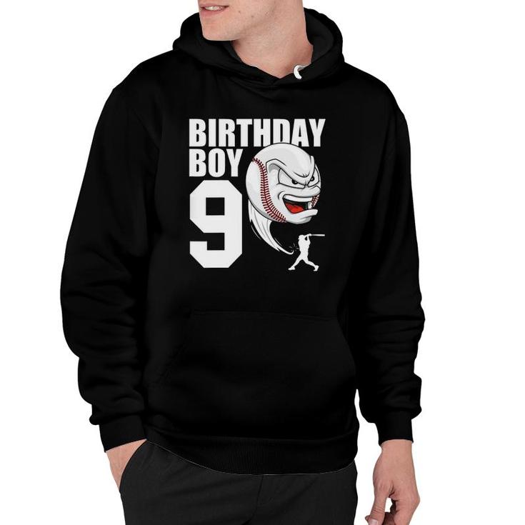 Kids 9 Years Old Baseball Birthday Party Theme 9Th Gift For Boy Hoodie