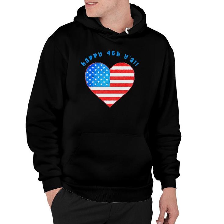 Kids Happy 4Th Y'all American Flag Heart Fourth Of July Hoodie