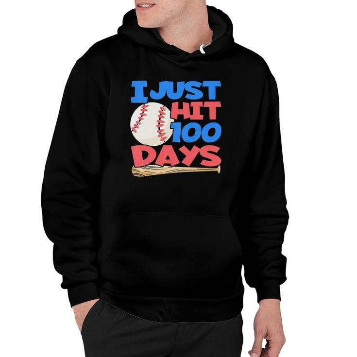 Kids I Just Hit 100 Days - 100 Days Of School Baseball Hoodie