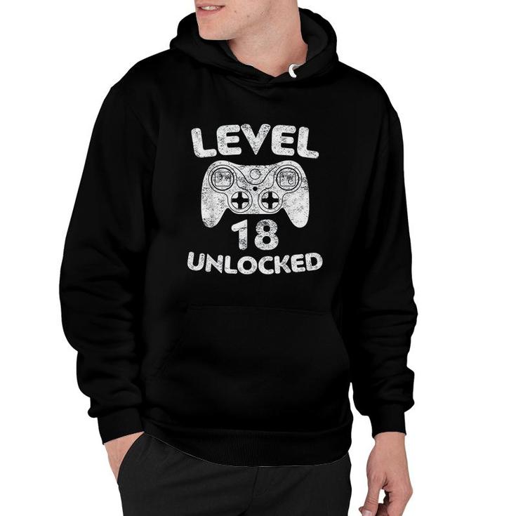 Level 18 Unlocked 18th Video Gamer Birthday Gift White Hoodie