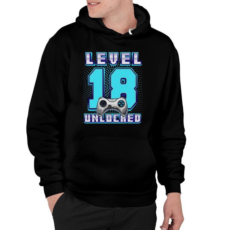 Level 18 Unlocked Video Game 18Th Birthday Gamer Boys Hoodie