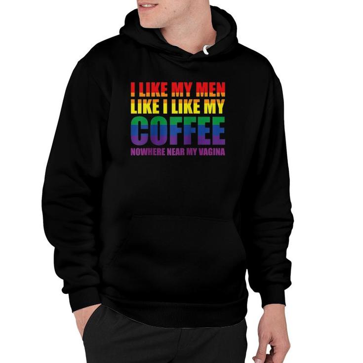 Lgbt I Like My Men How I Like My Coffee Rainbow Wlw Pride Raglan Baseball Tee Hoodie