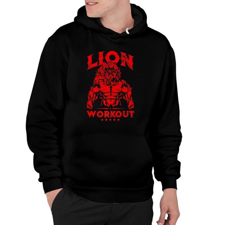 Lion Workout Beast Muscles Motivation Fitness Gym - Quote  Hoodie
