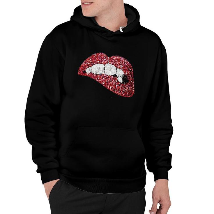 Lips Blouse Off The Shoulder Hoodie